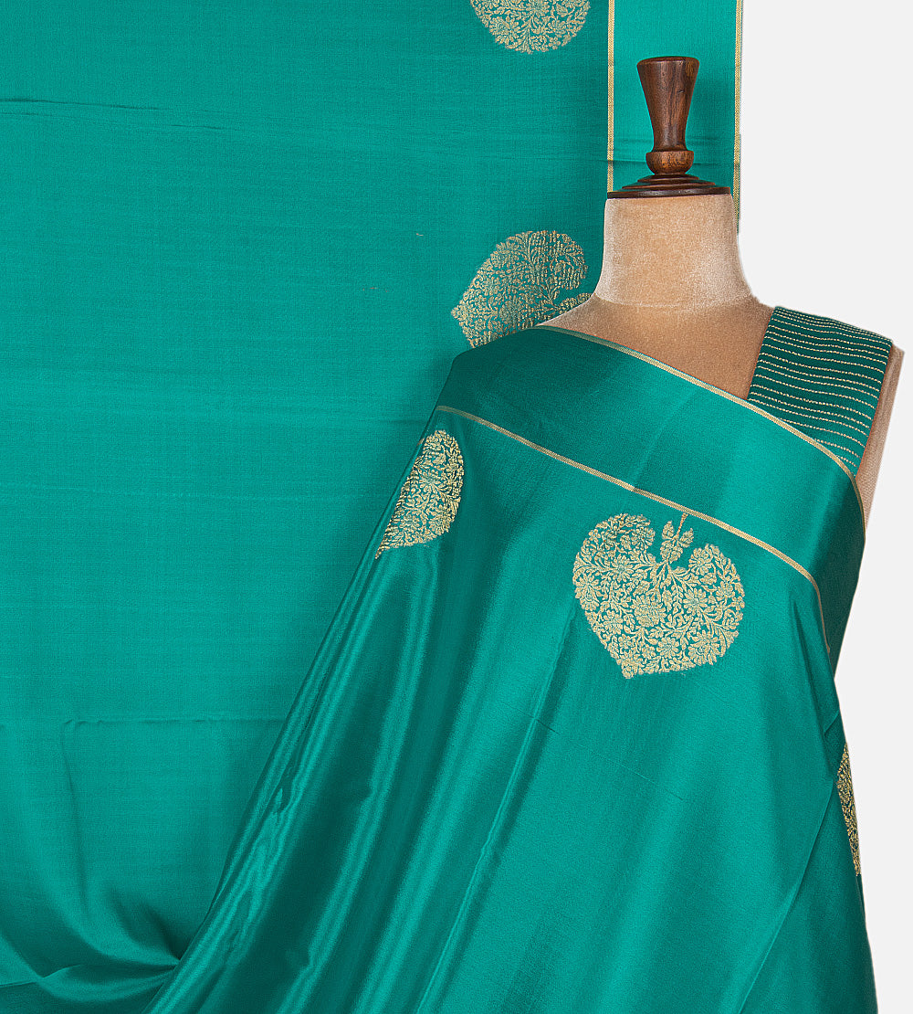 Blue Mysore Crepe Saree