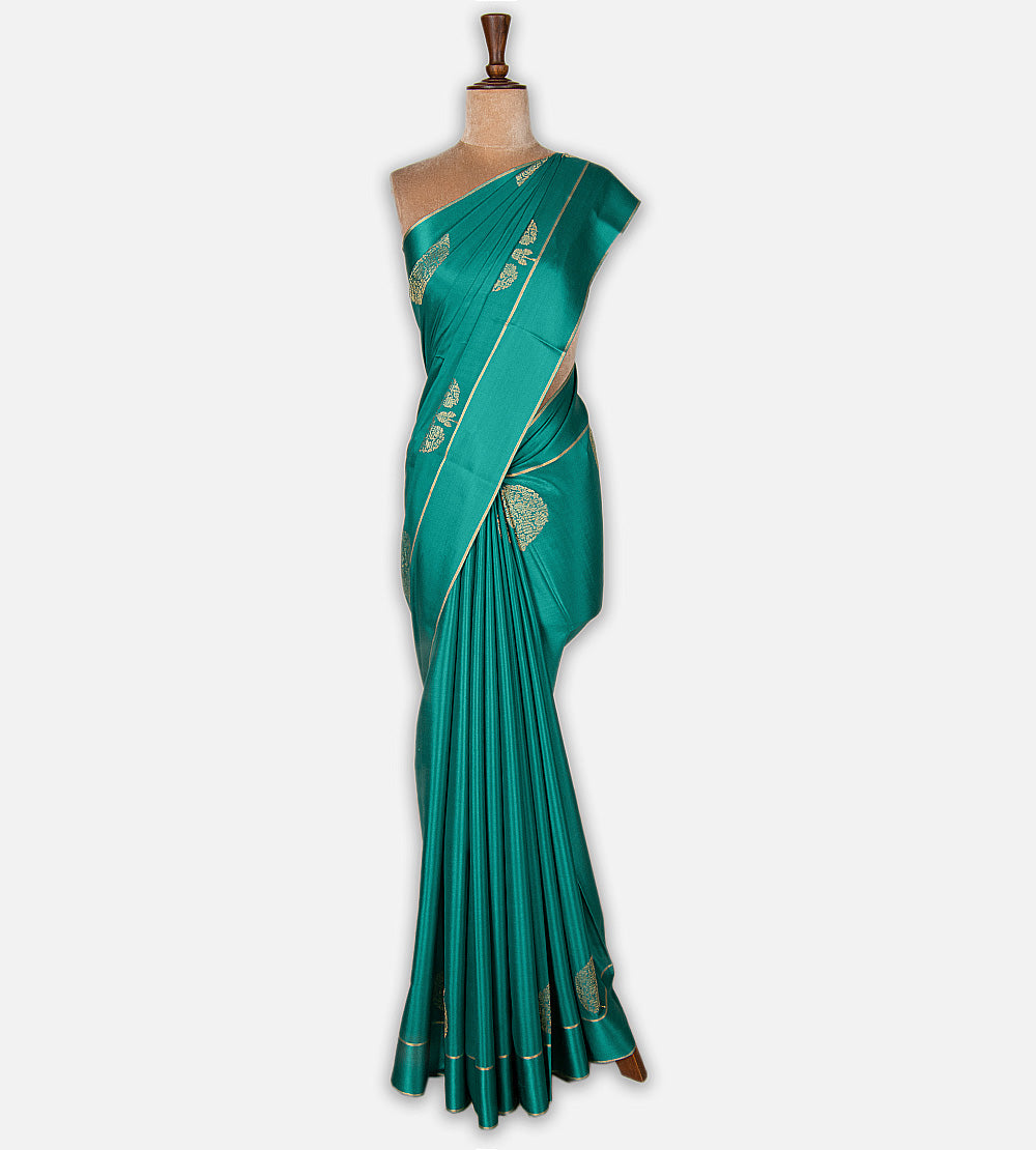 Blue Mysore Crepe Saree