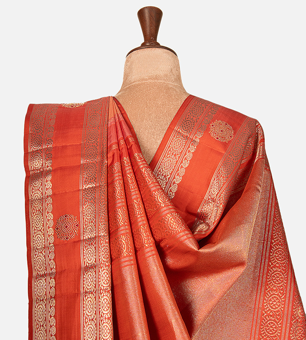 Peach Kanchipuram Silk Saree