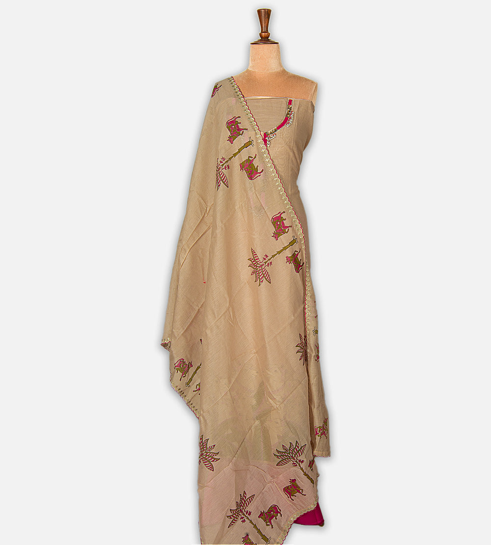 Beige Mul Cotton Salwar