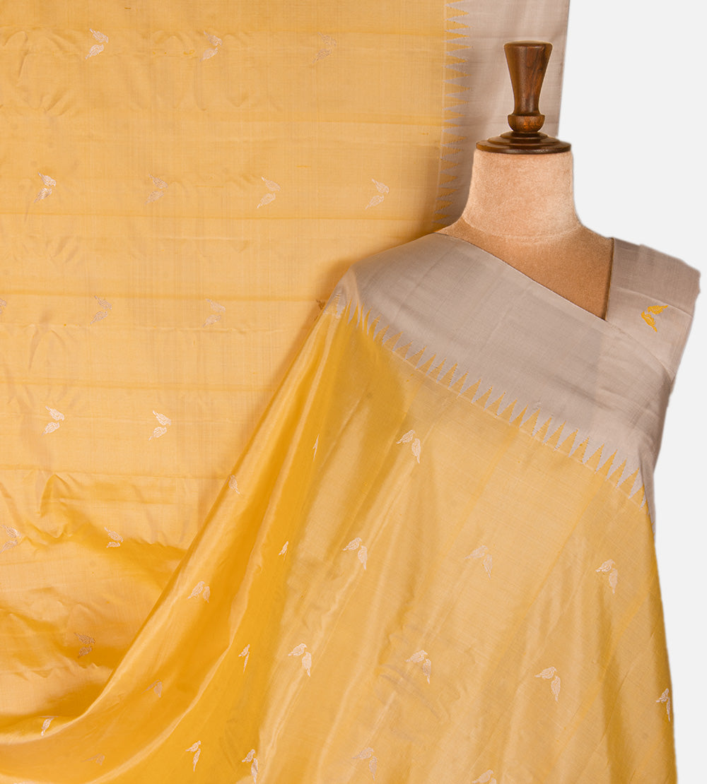 Yellow Gadwal Silk Saree