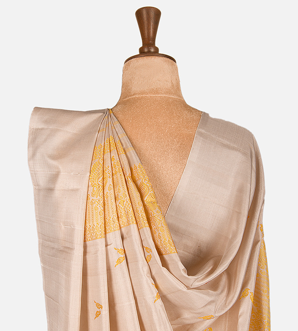 Yellow Gadwal Silk Saree