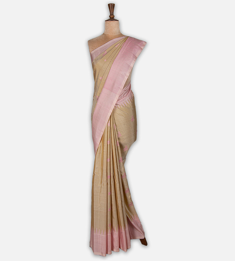 Beige Gadwal Silk Saree