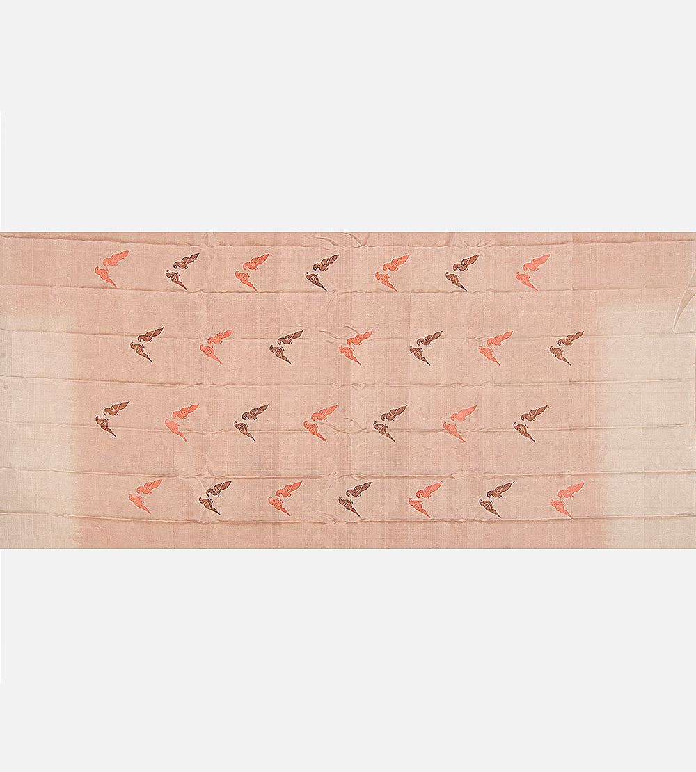 Coral peach Gadwal Silk Saree
