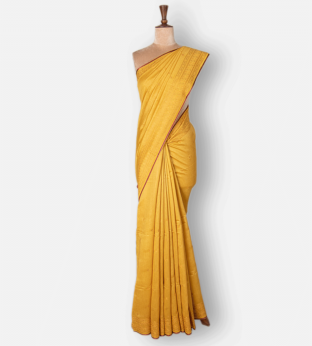 Yellow Tussar Saree