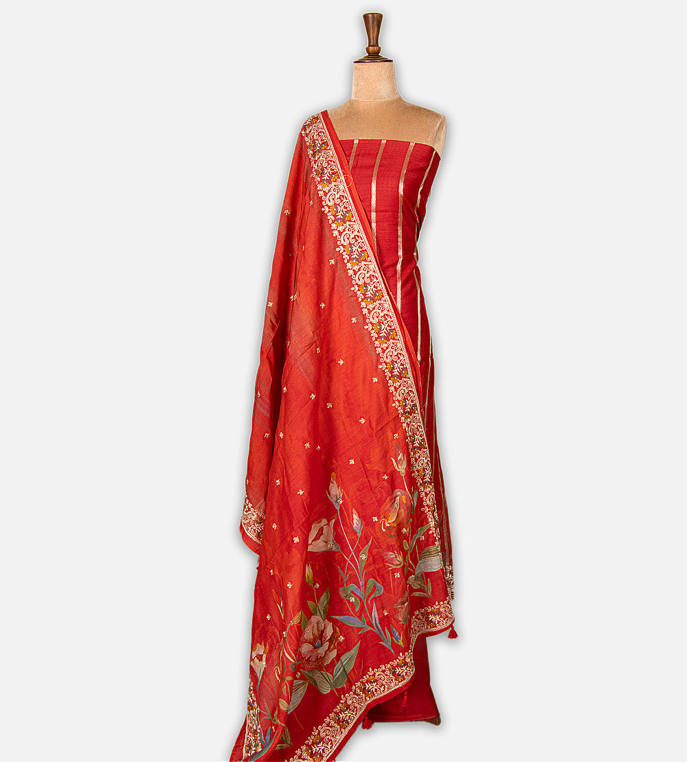 Red Tussar Salwar
