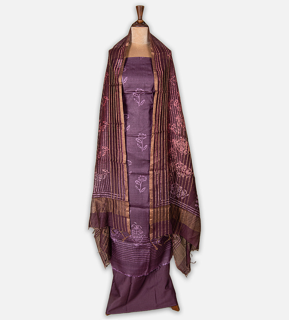 Muted Plum Purple Tussar Salwar