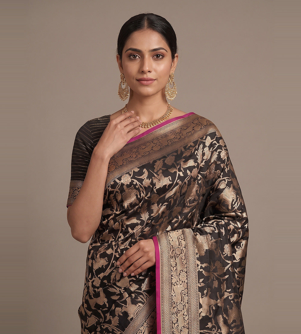 Black Banarasi Silk Saree
