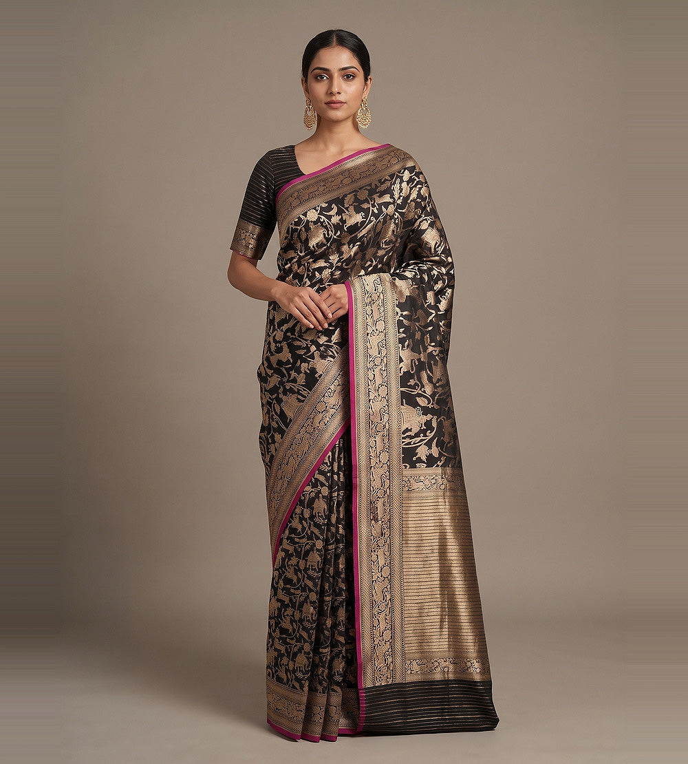 Black Banarasi Silk Saree