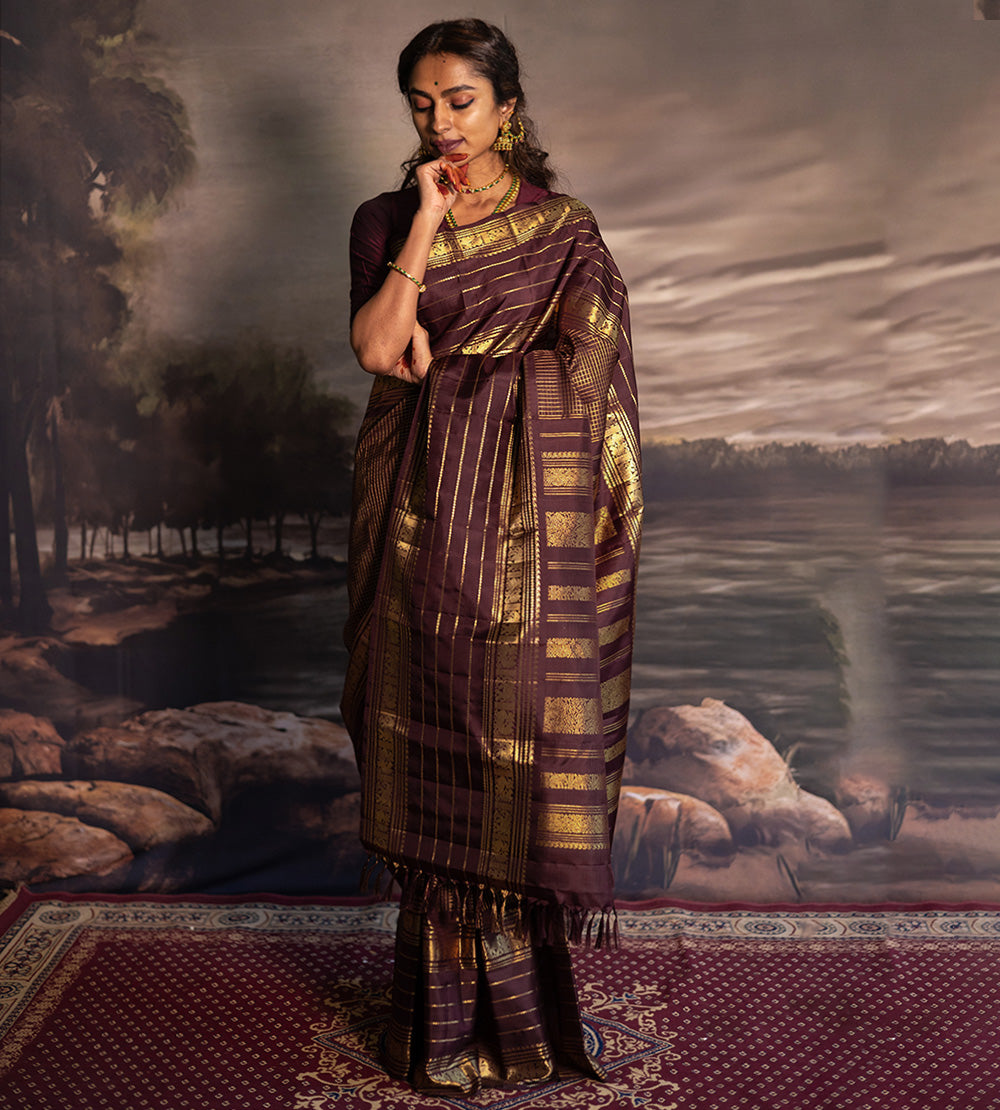 Brown Kanchipuram Silk Saree