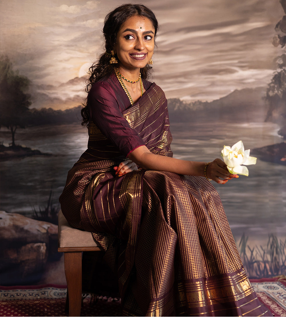 Brown Kanchipuram Silk Saree