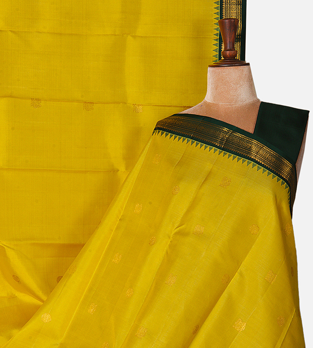 Yellow Kanchipuram Silk Saree