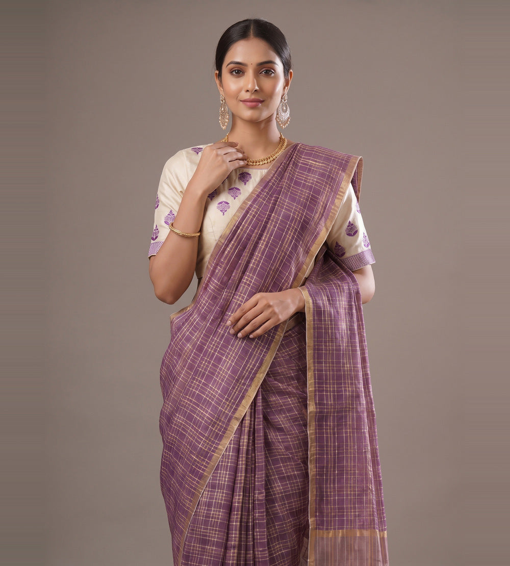 Purple Kota Silk Saree