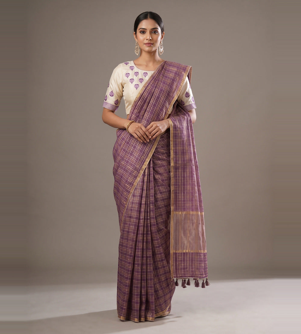 Purple Kota Silk Saree