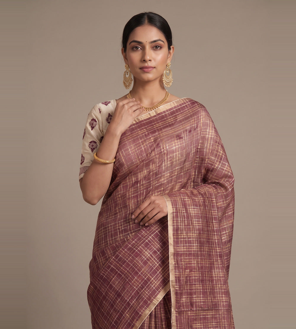 Aubergine Purple Kota Silk Saree