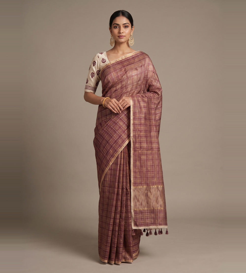 Aubergine Purple Kota Silk Saree