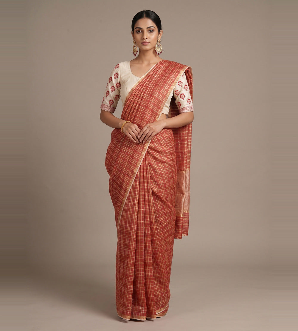Terracotta Rust Kota Silk Saree