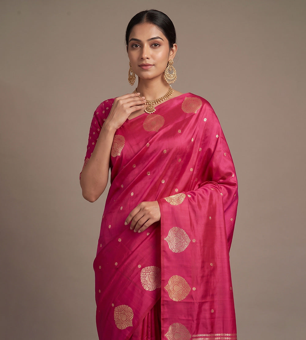 Pink Banarasi Kattan Silk Saree