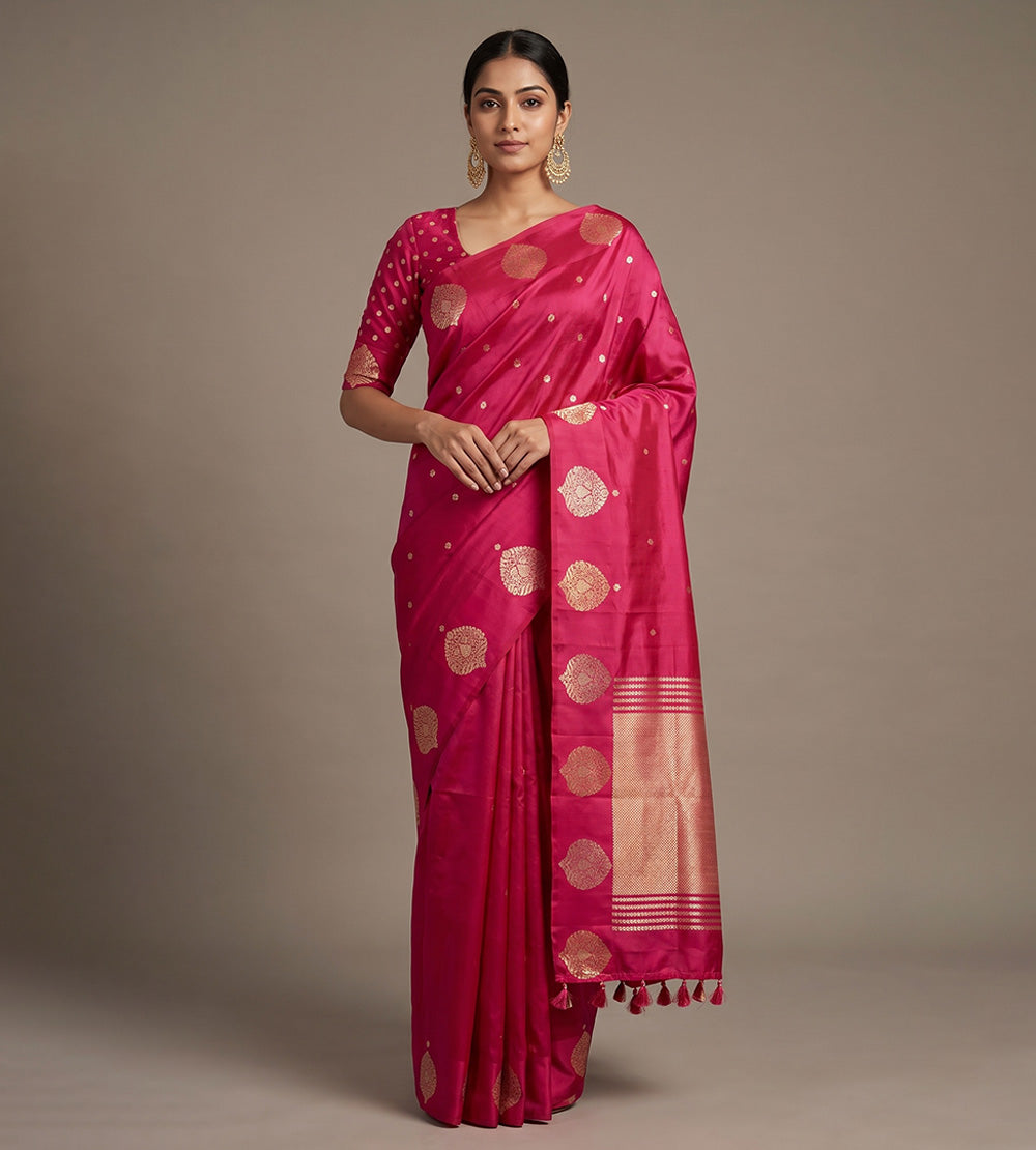Pink Banarasi Kattan Silk Saree