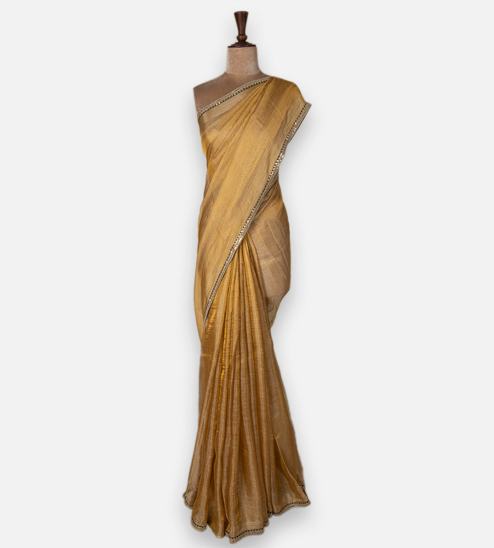 Mustard Gold Tissue Kota Silk Saree