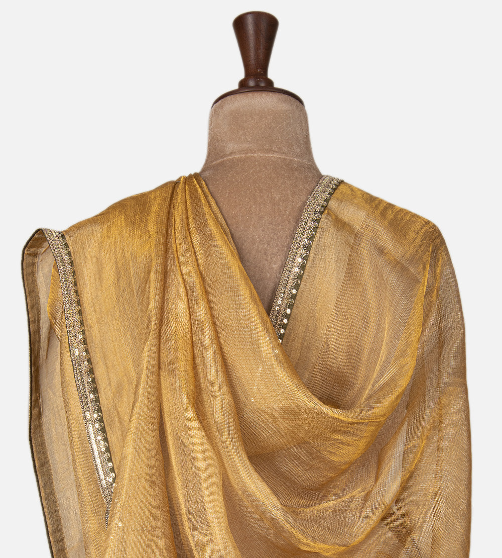 Mustard Gold Tissue Kota Silk Saree