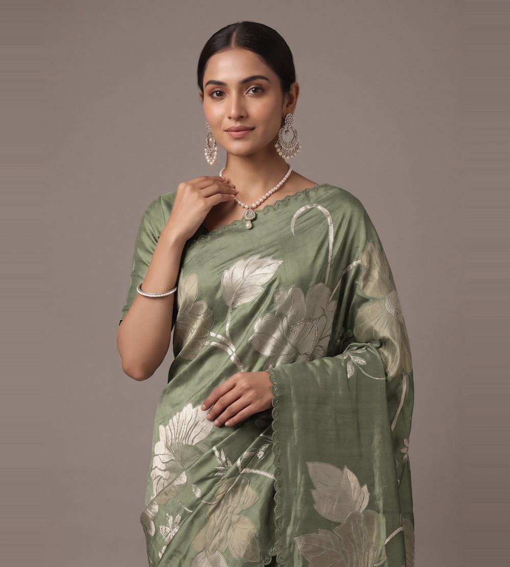 Green Tussar Saree