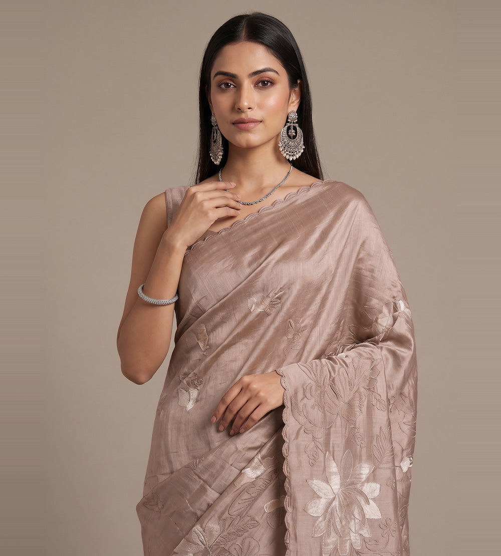 Mauve Tussar Saree