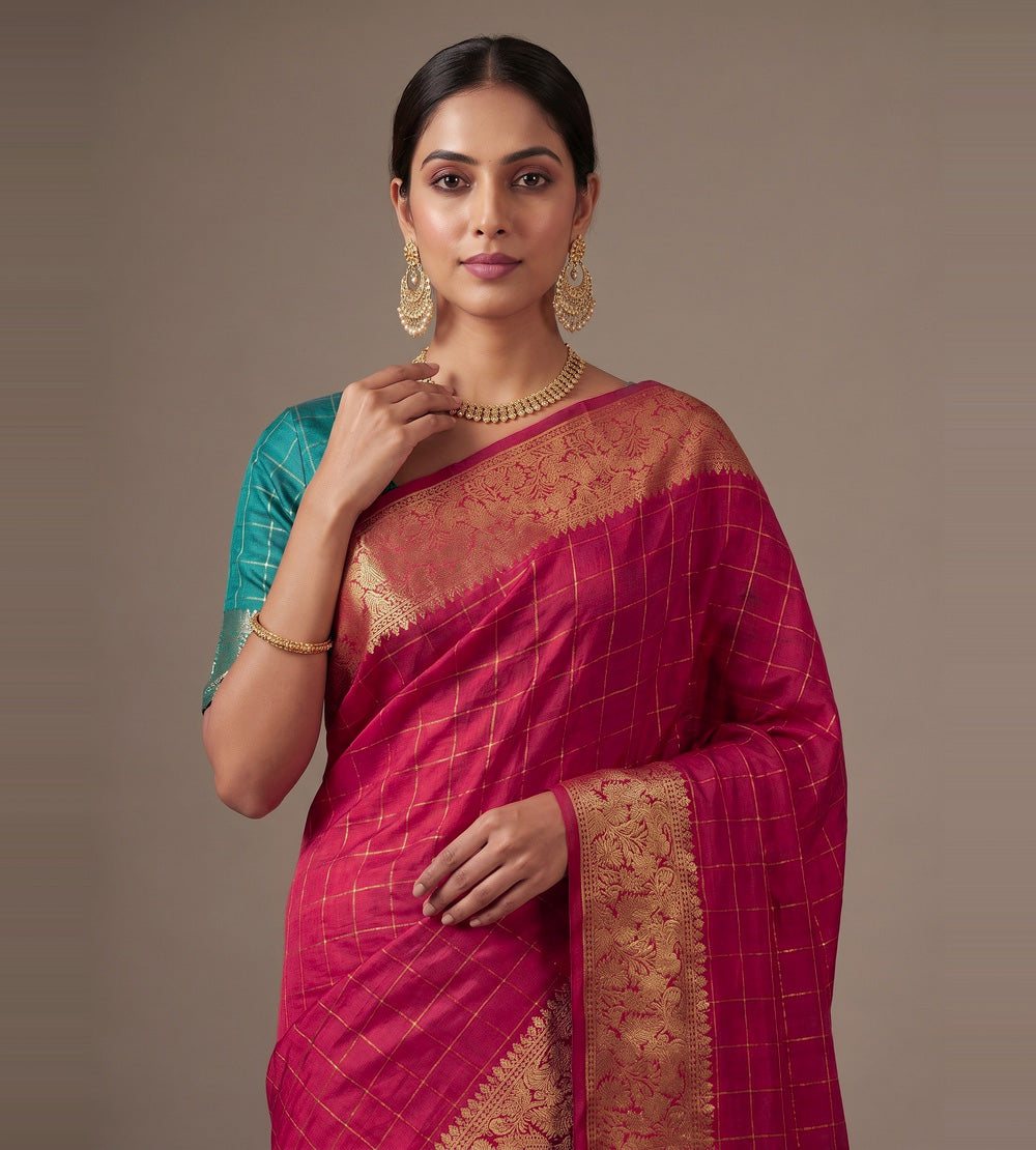 Pink Banarasi Tussar Saree