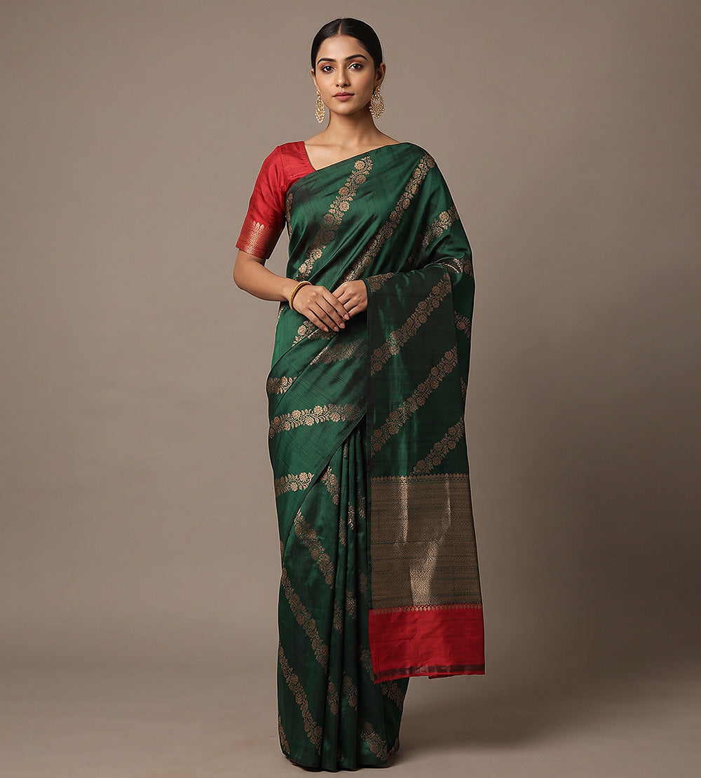 Green Banarasi Tussar Saree