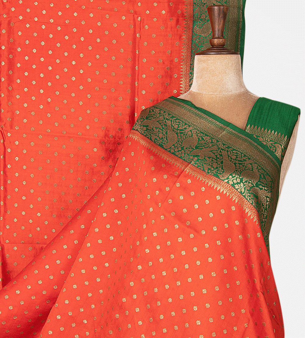 Orange Banarasi Tussar Saree