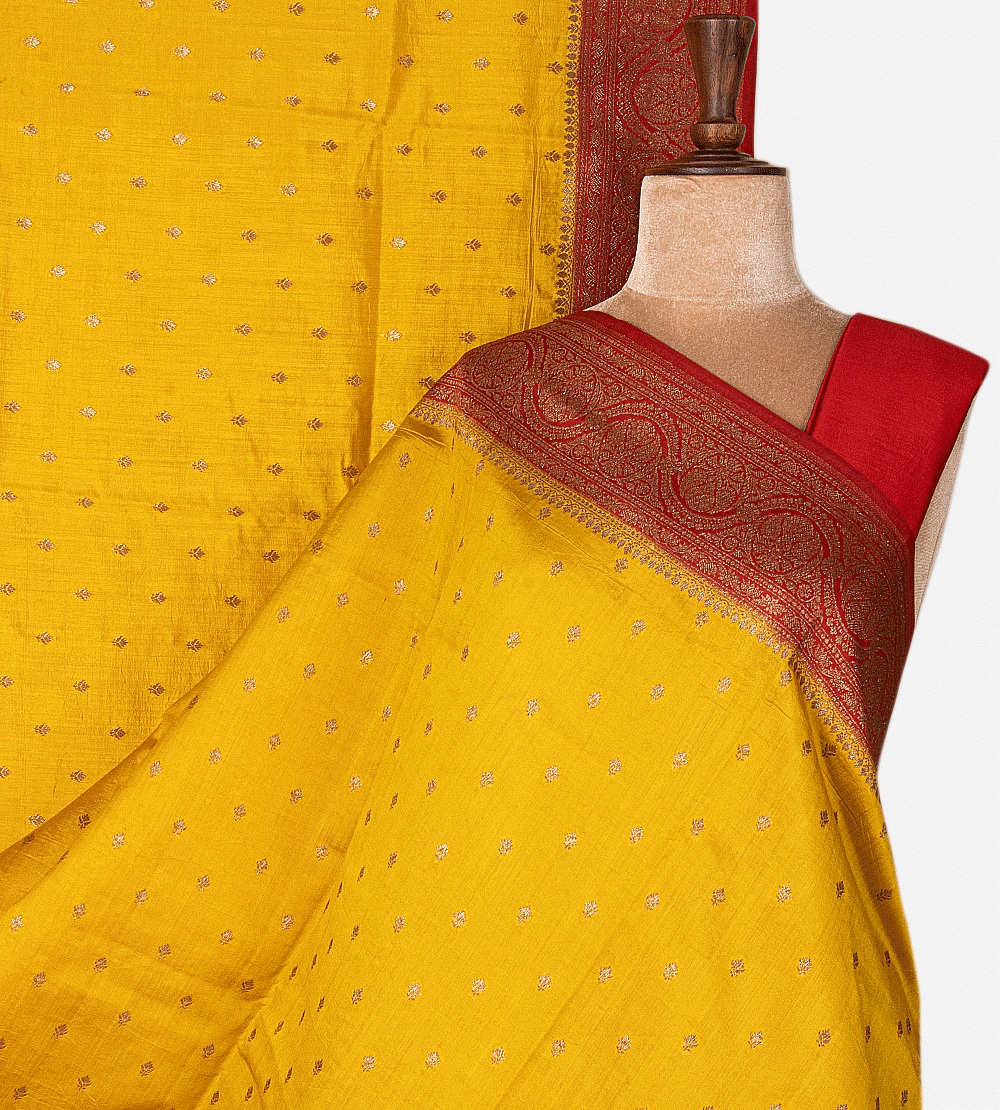 Yellow Banarasi Tussar Saree