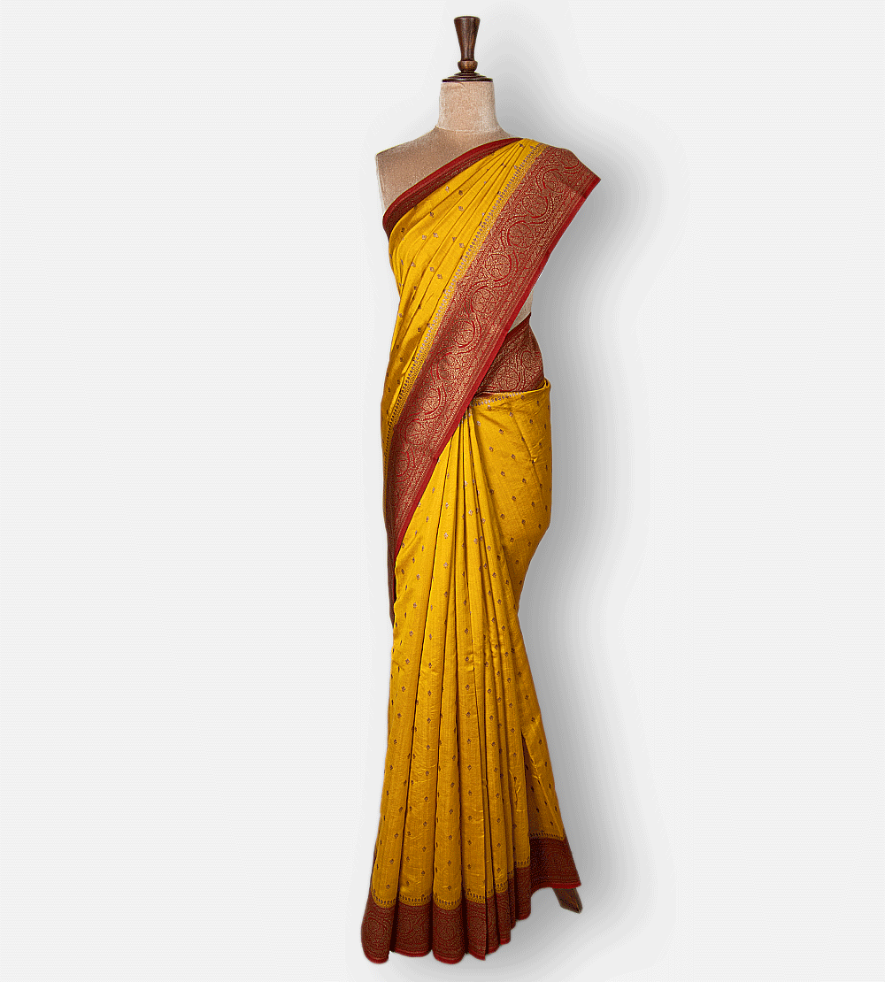 Yellow Banarasi Tussar Saree