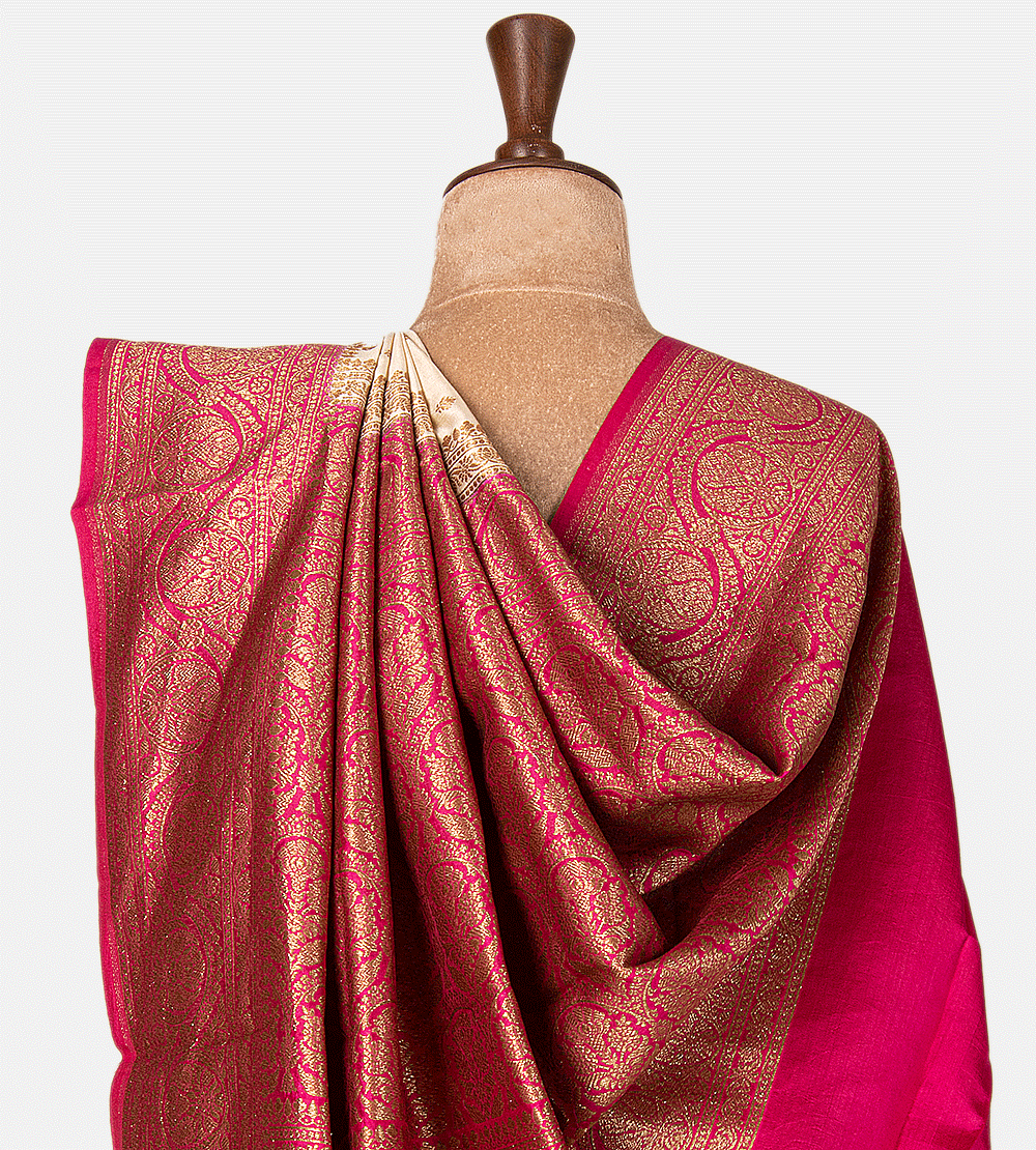 Light Beige Banarasi Tussar Saree