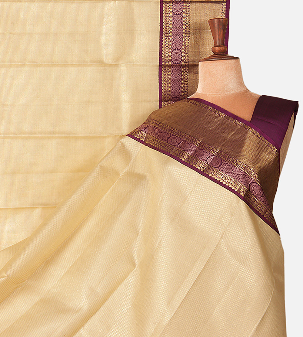 Light Beige Kanchipuram Silk Saree