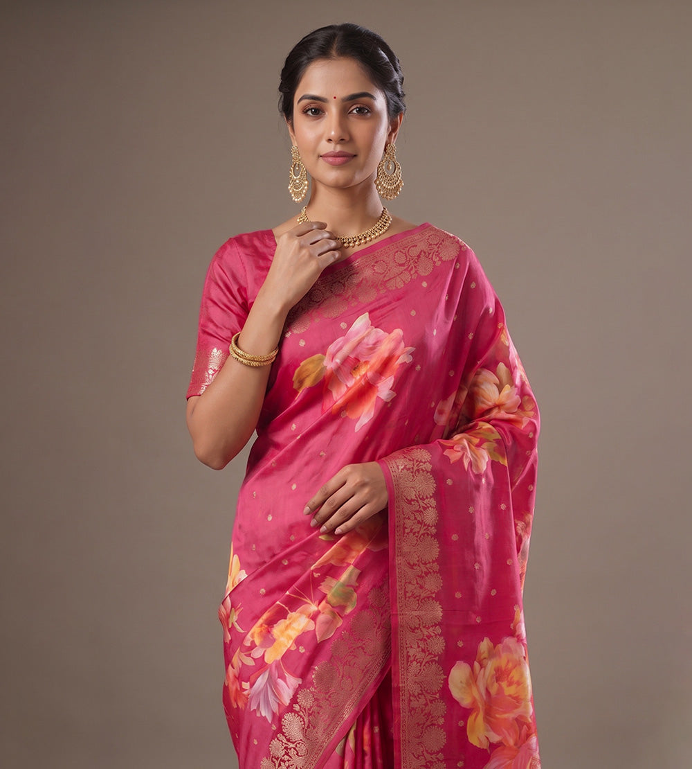 Pink Chaniya Silk Saree