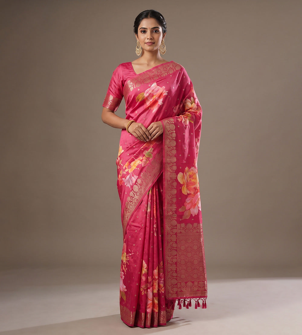 Pink Chaniya Silk Saree
