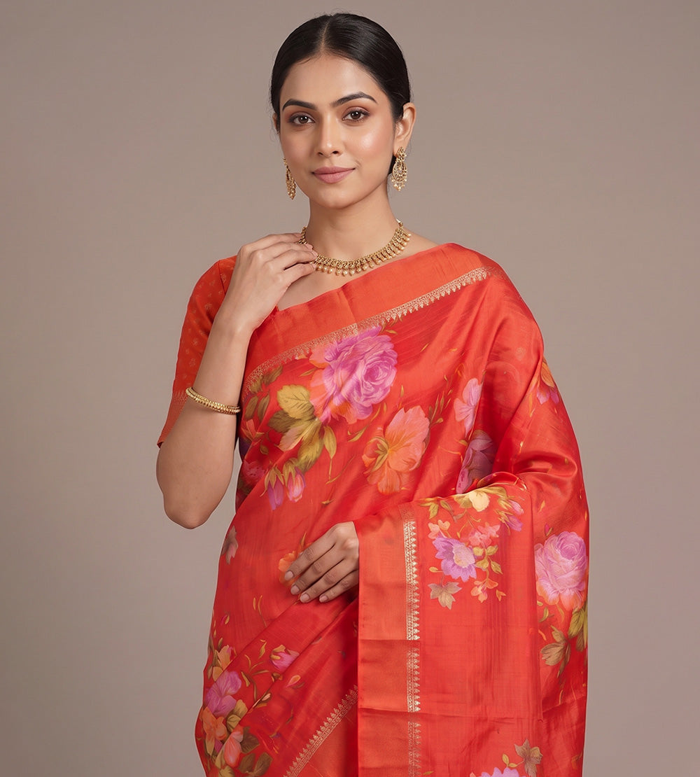 Red Chaniya Silk Saree