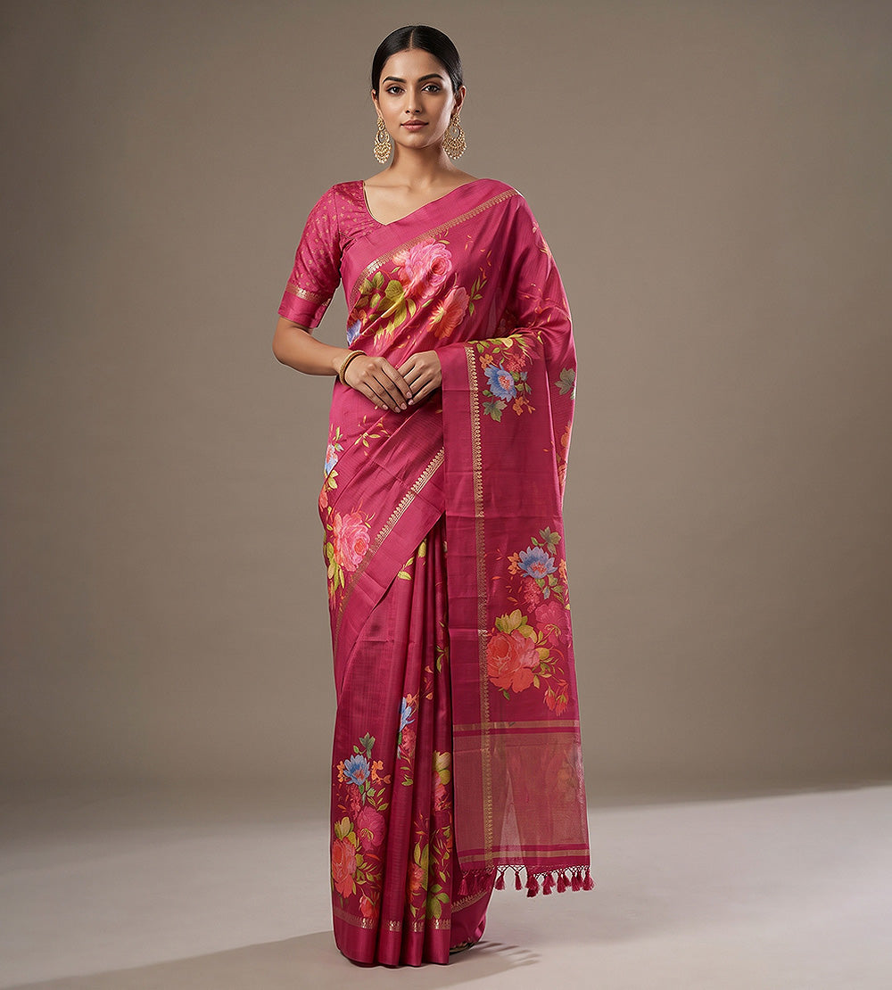 Pink Chaniya Silk Saree