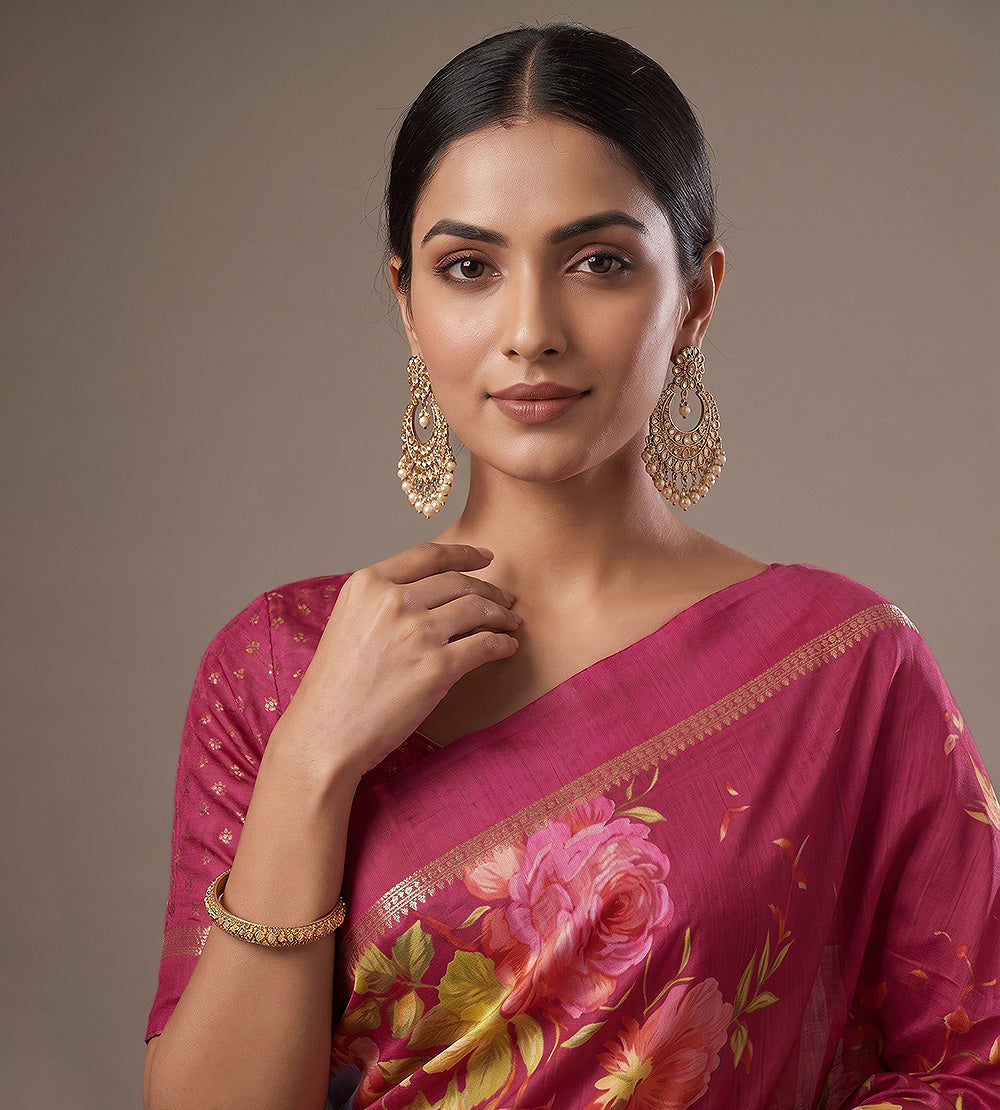 Pink Chaniya Silk Saree
