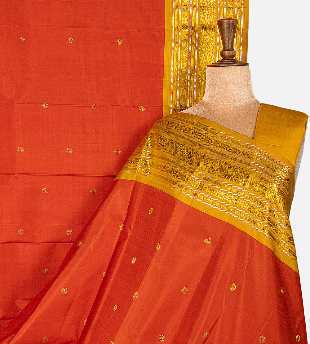 Rust Orange Kanchipuram Silk Saree