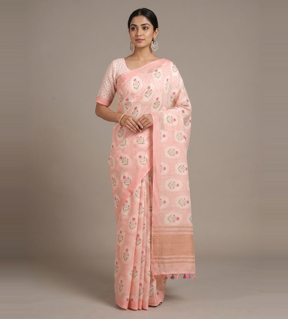 Light Pink Linen Saree