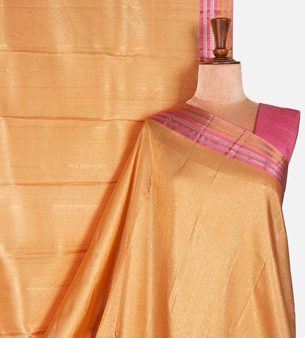 Golden Peach Kanchipuram Silk Saree