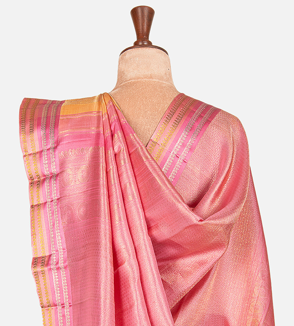 Golden Peach Kanchipuram Silk Saree