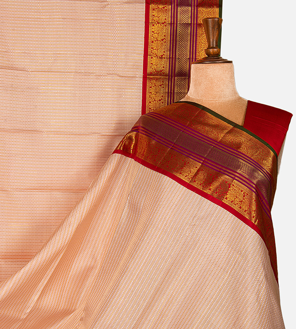 Light Peach Kanchipuram Silk Saree