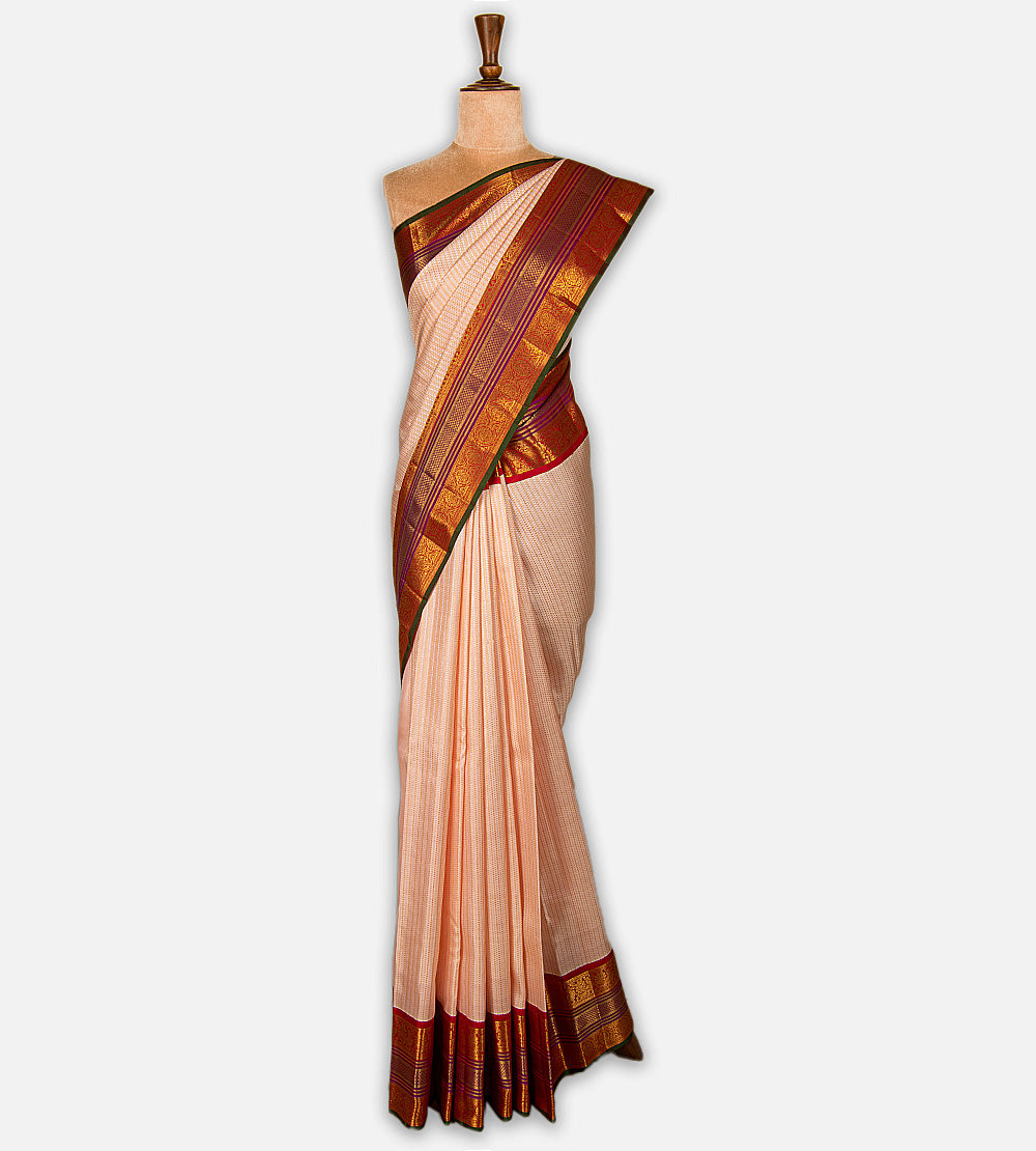 Light Peach Kanchipuram Silk Saree