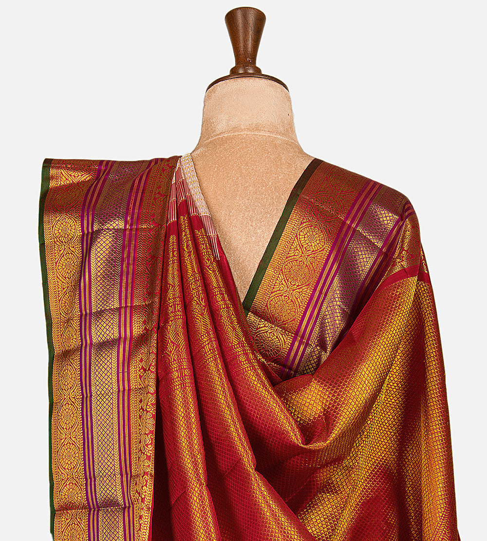 Light Peach Kanchipuram Silk Saree