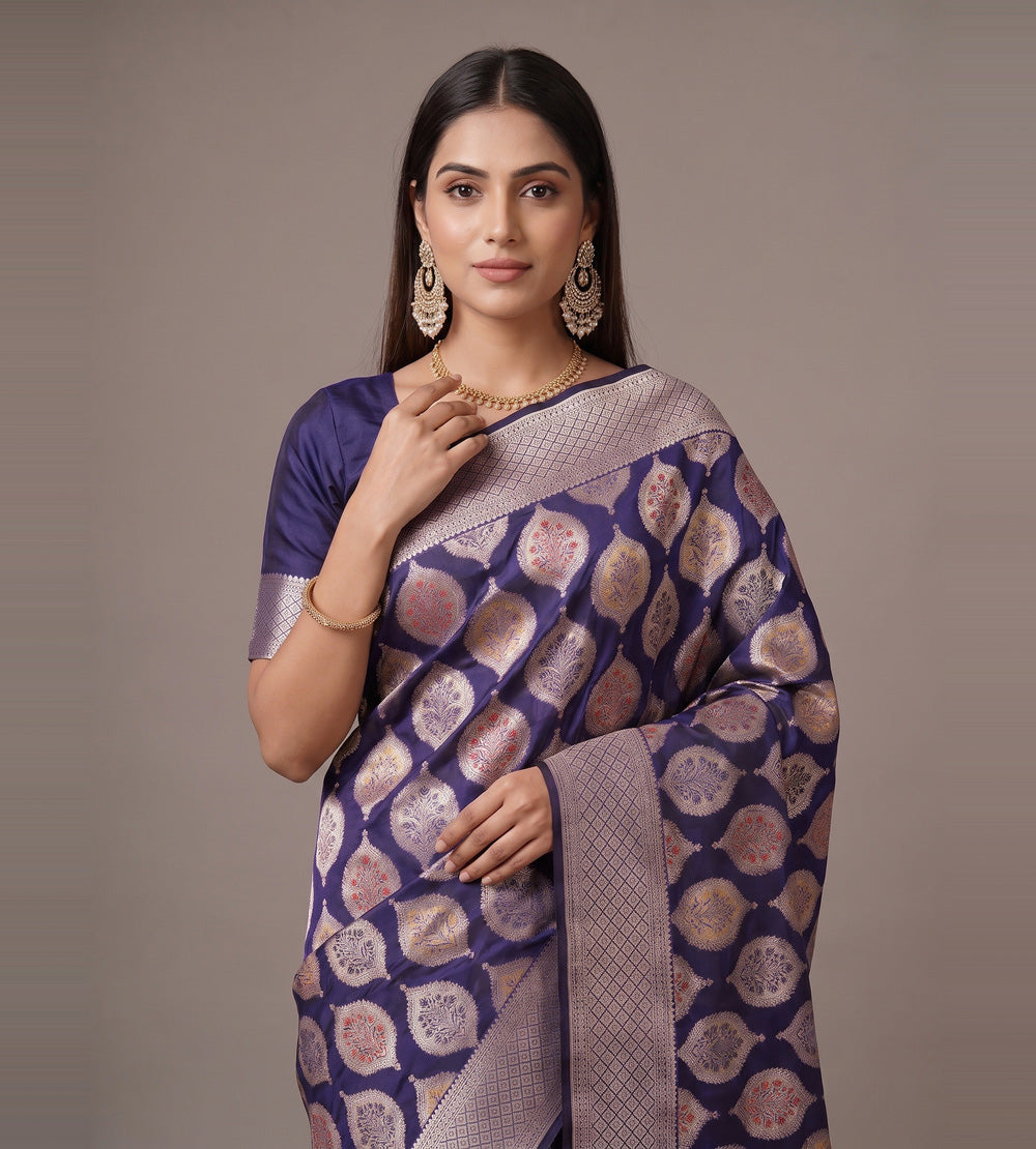 Blue Banarasi Silk Saree