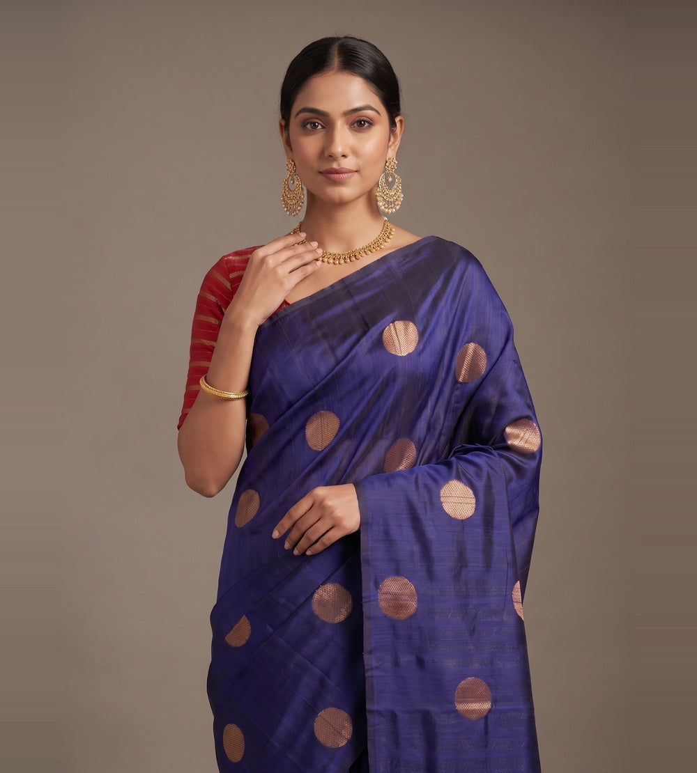 Blue Banarasi Tussar Saree