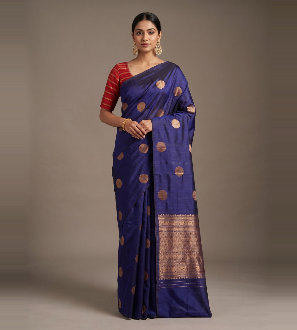 Blue Banarasi Tussar Saree