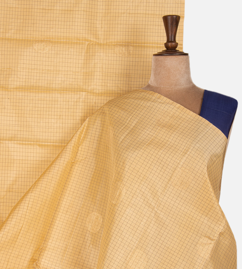 Golden Beige Kanchipuram Silk Saree